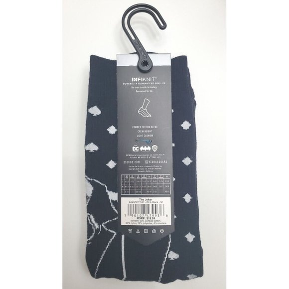 STANCE Batman The Joker Black Infiknit M 6-8.5 Men's Women's 8-10.5 Crew Socks - Picture 5 of 5